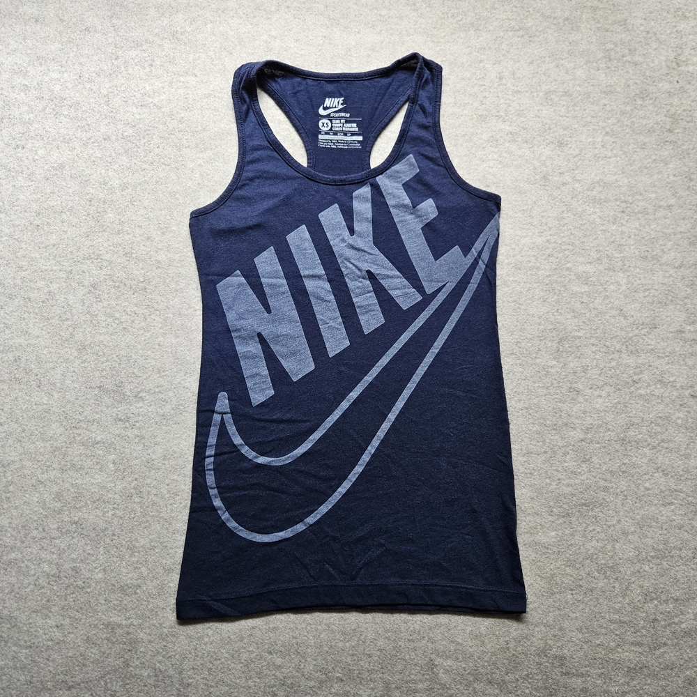 Nike Slim Fit Swoosh Tank Top Navy Blue Women's XS